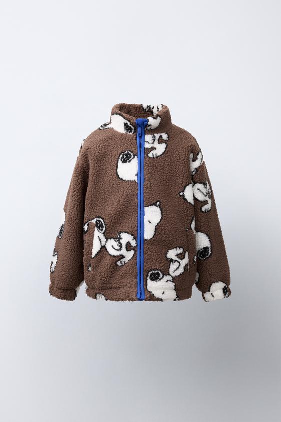 Zara SNOOPY PEANUTS™ SHEARLING-EFFECT JACKET - Brown - Image 0