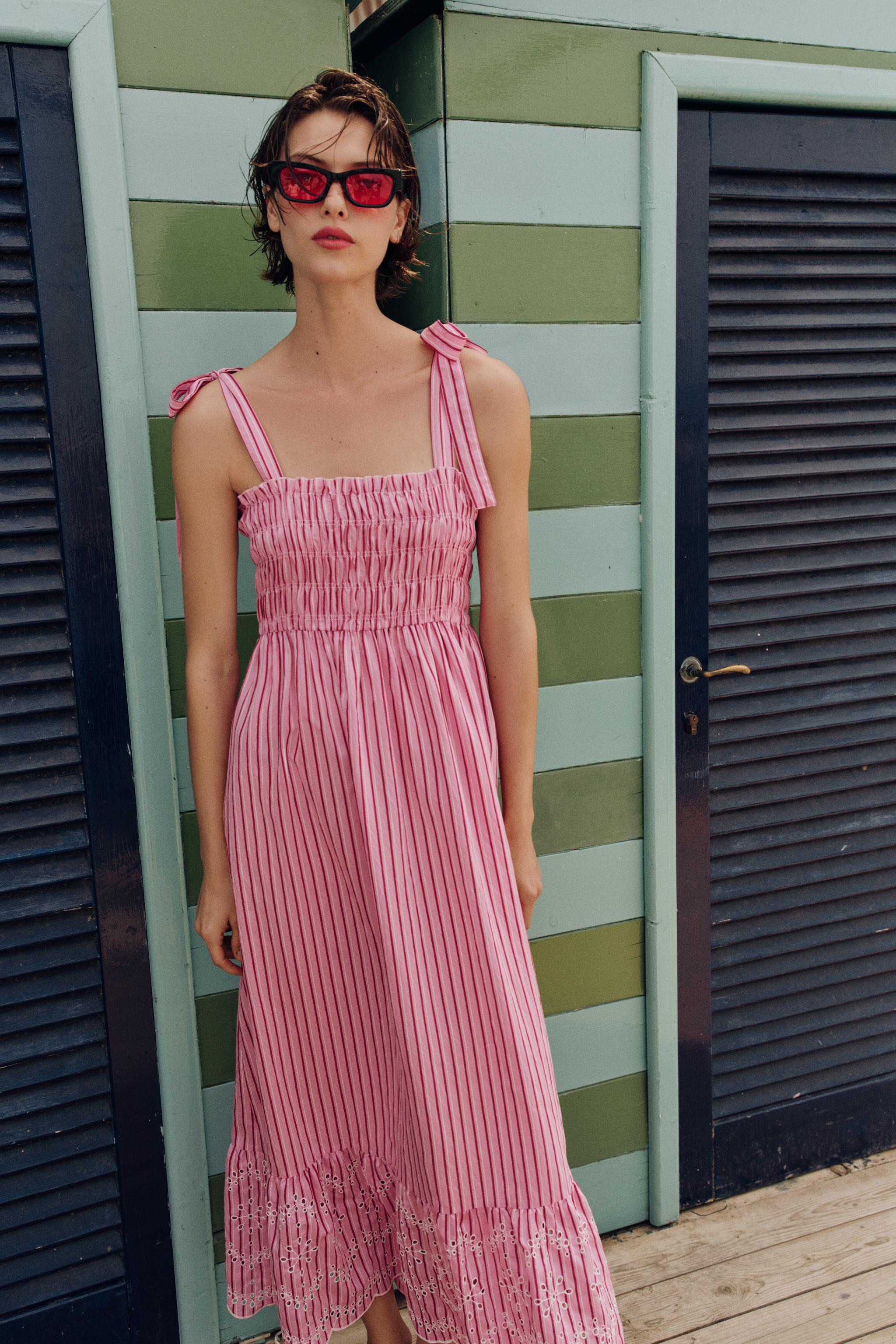 ROBE MIDI RAYURES ET NŒUDS