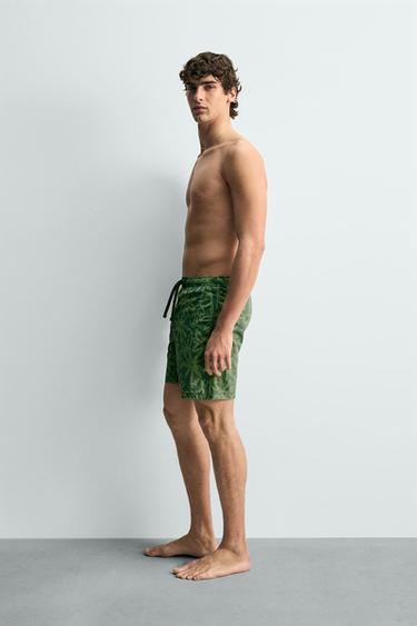 LONG FLORAL SWIMMING TRUNKS - Green by Zara - Image 3