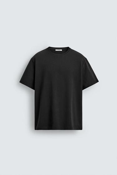 Zara BASIC MEDIUM WEIGHT T-SHIRT - Black