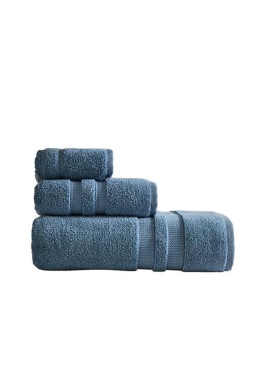 EXTRA SOFT DOUBLE BORDER BATH TOWEL - dusty blue by Zara