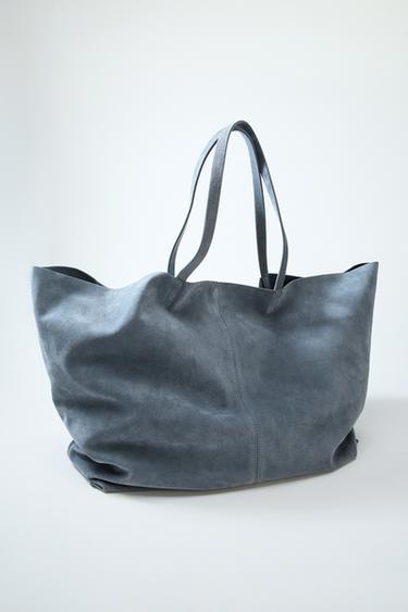 MAXI SPLIT SUEDE TOTE BAG - Blue by Zara