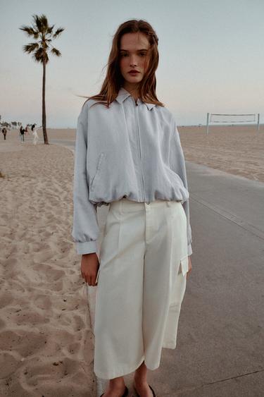 PUFF-SLEEVE BOMBER JACKET - Sky blue by Zara