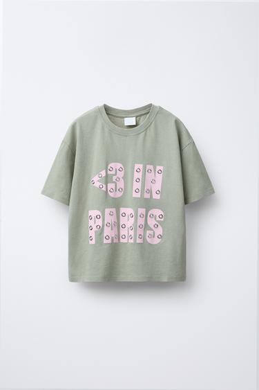 Zara GARMENT DYE EYELETS T-SHIRT - Green