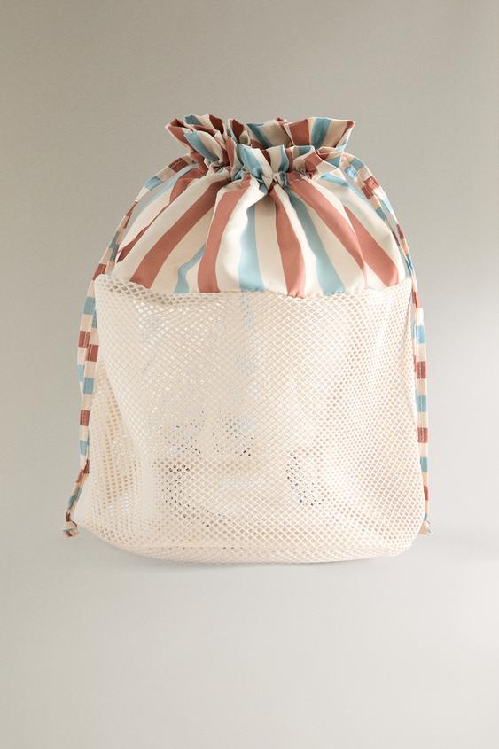 Zara STRIPED BEACH BACKPACK - 白色 - 圖片 0
