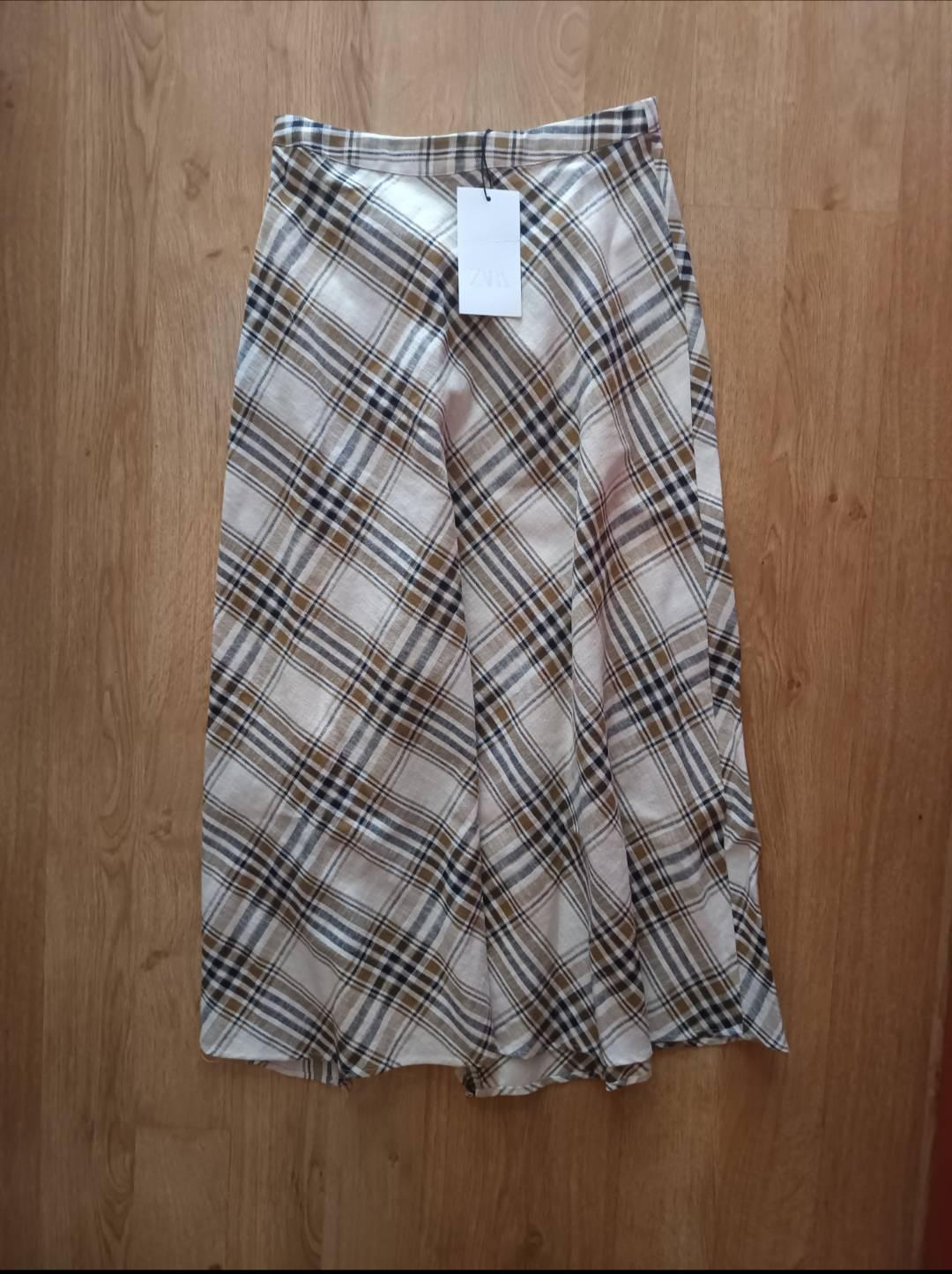 ASYMMETRIC CHECKS MIDI SKIRT - Image 3