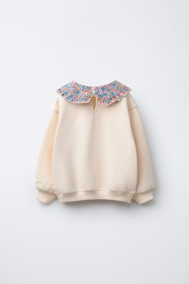 SWEAT COL CLAUDINE À FLEURS - Écru de Zara - Image 1