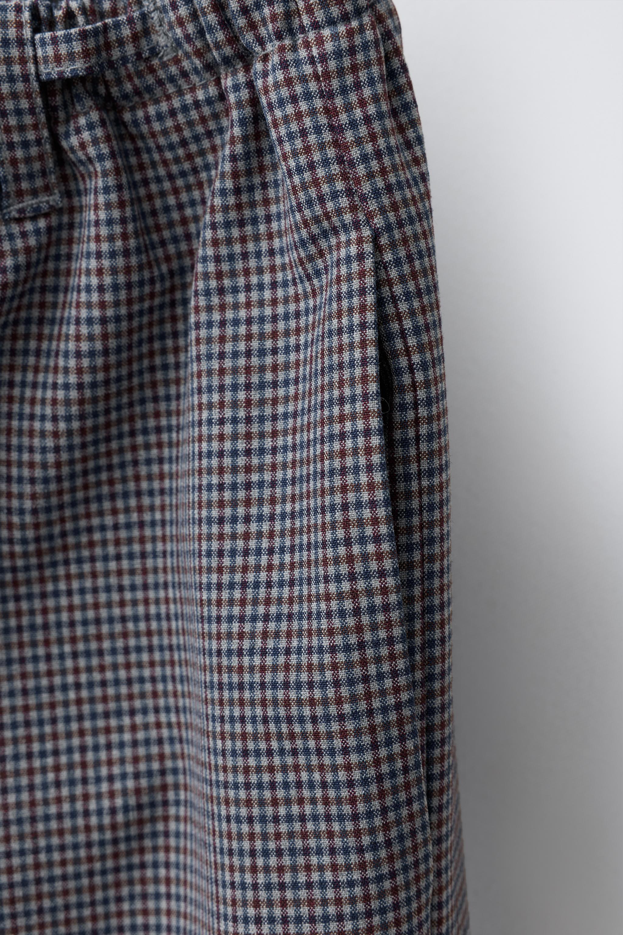 PLAID DRAWSTRING PANTS