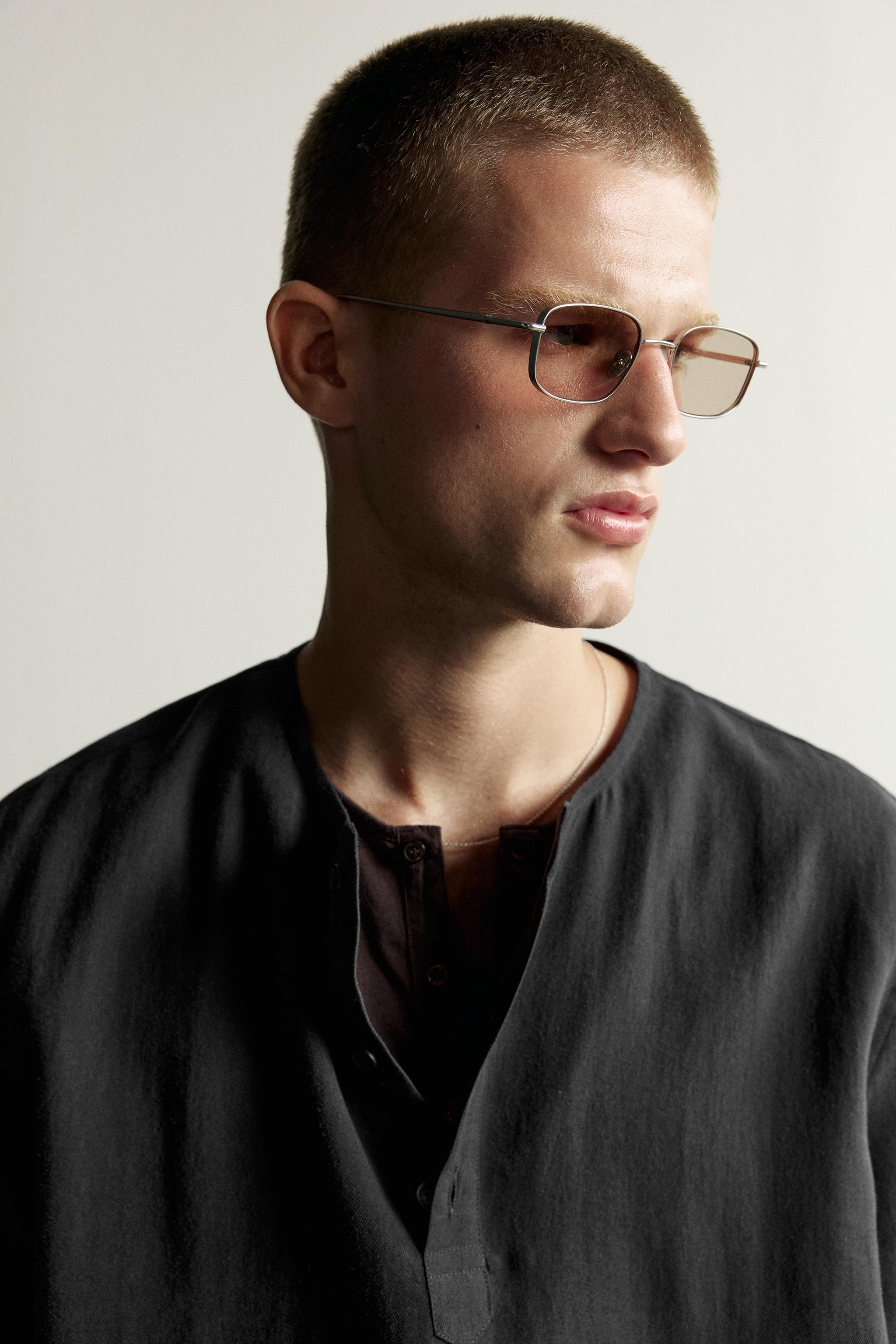 Мужские рубашки Zara HENLEY NECK SHIRT WITH POCKETS — фото 7