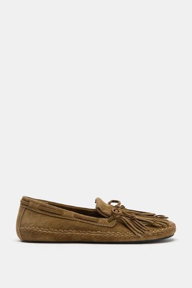 SPLIT SUEDE KILTIE LOAFERS - Dark tan by Zara