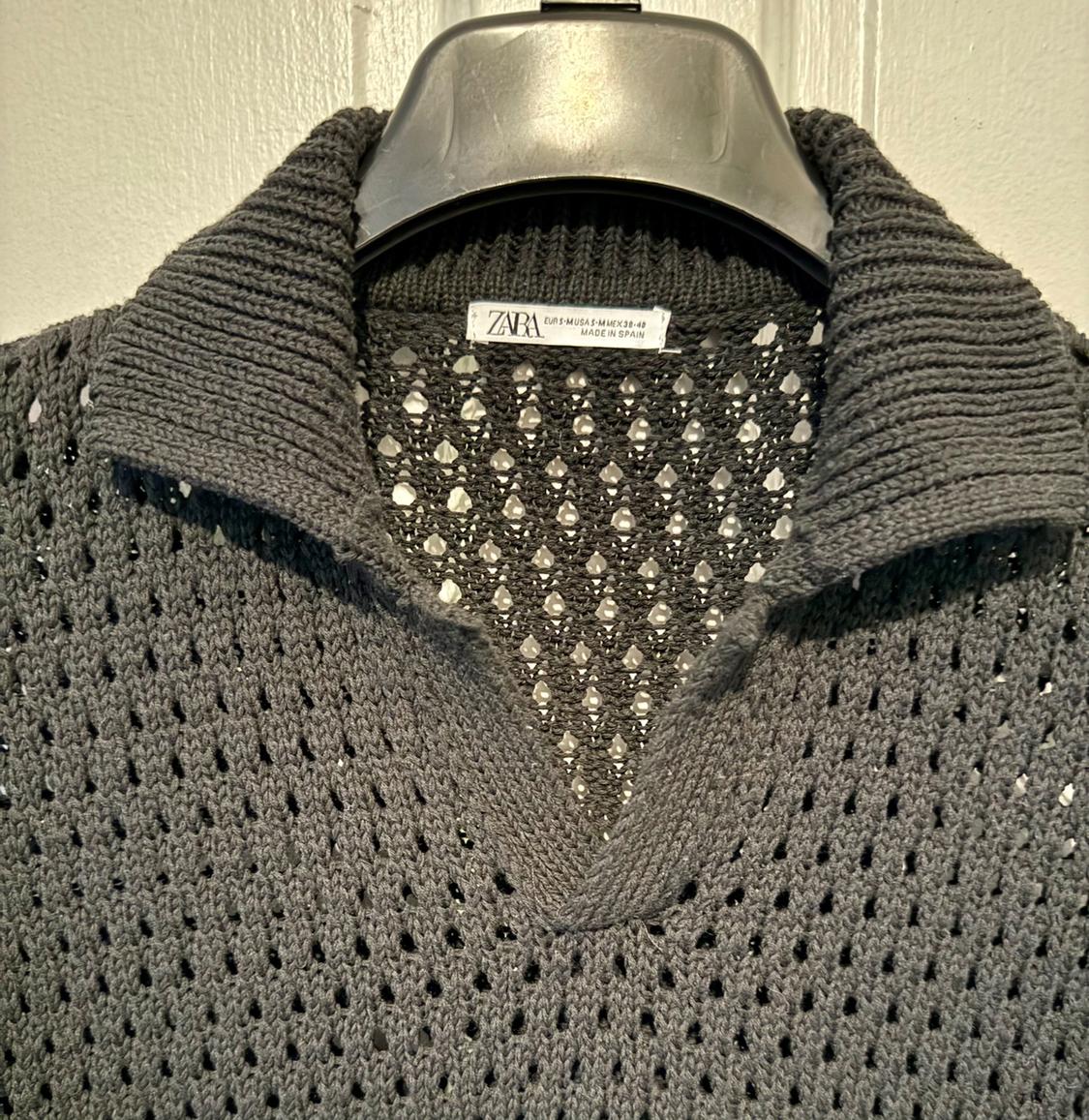 MAN CROCHET KNIT POLO SWEATER - Image 3