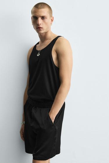RELAXED FIT SATIN BERMUDA SHORTS - Black by Zara - Image 5