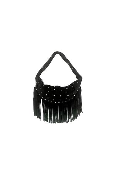 OVAL FRINGED STUDDED BAG 100 COW LEATHER