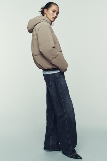 SHORT WATER-REPELLENT WINDPROOF HOODED ANORAK - camel by Zara