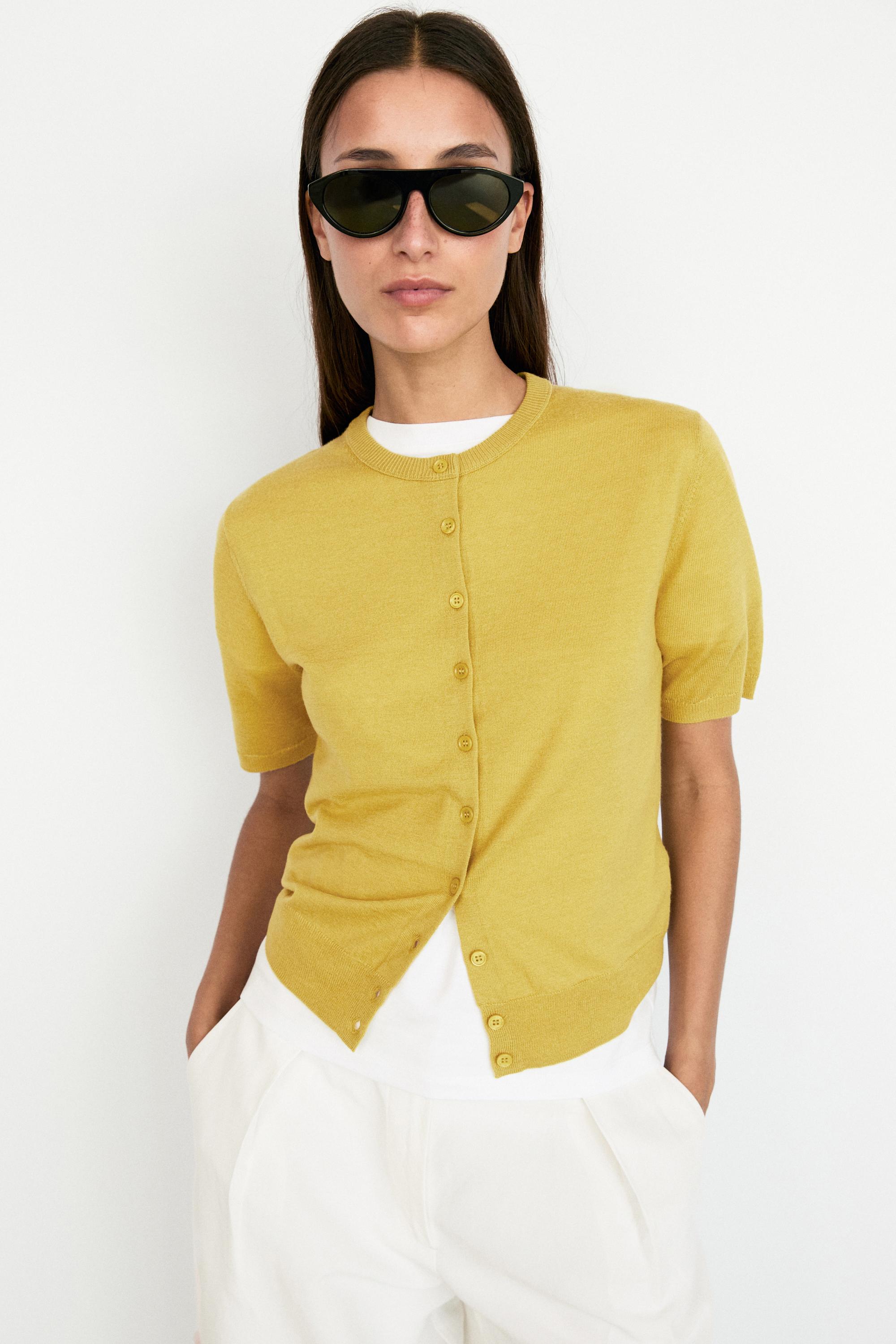 Short sleeve cardigan — Lime green