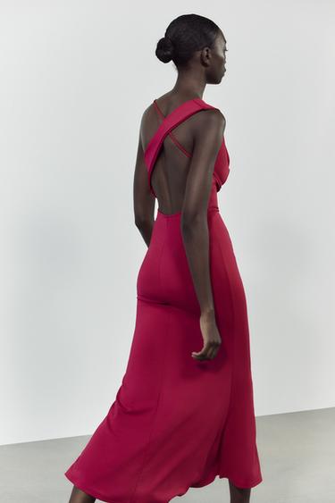 ROBE LONGUE FLUIDE - Framboise de Zara - Image 4