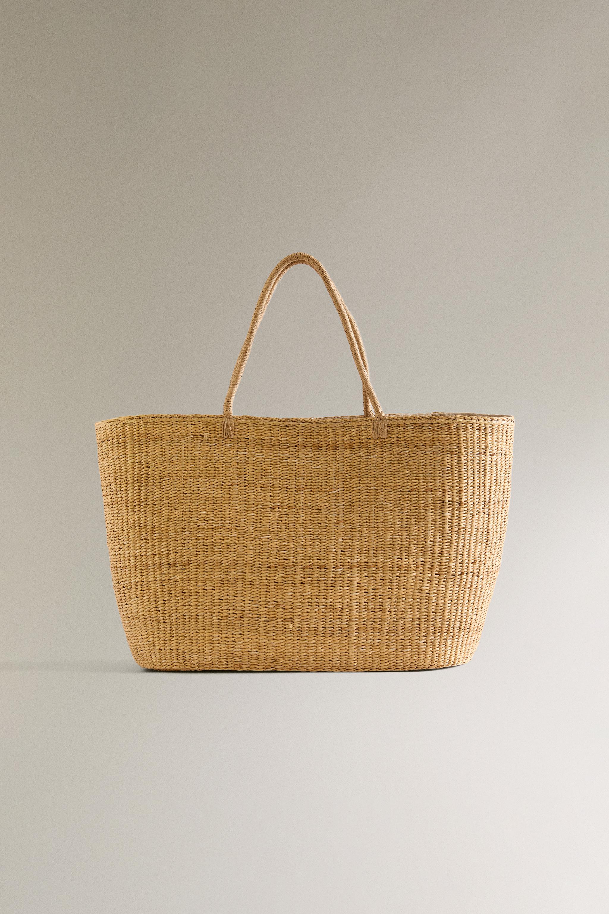 ZARA カゴバッグ ハンドバッグ キャンバス ショルダーバッグ