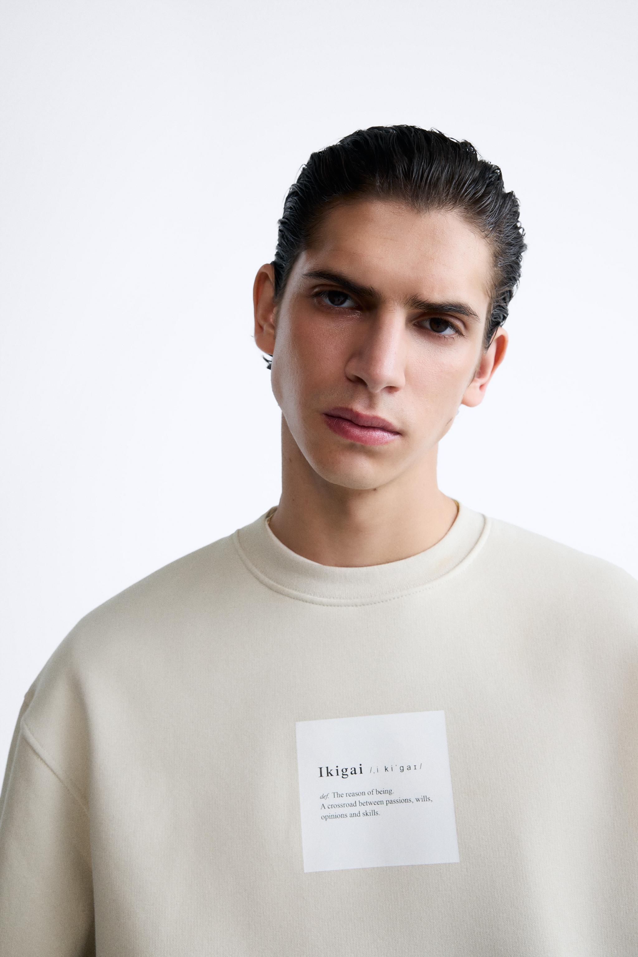 TEXT PRINT SWEATSHIRT - Oyster-white | ZARA Canada