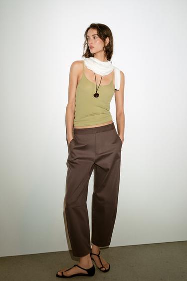 PANTALONS BARREL ESPIGA - Marró fosc de Zara