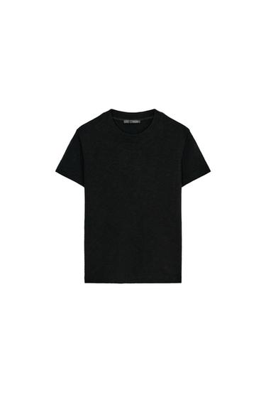 SLUB KNIT COTTON T-SHIRT - Black by Zara