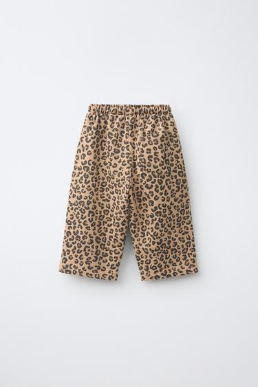 ANIMAL PRINT BALLOON PLUSH PANTS — Ocher 2