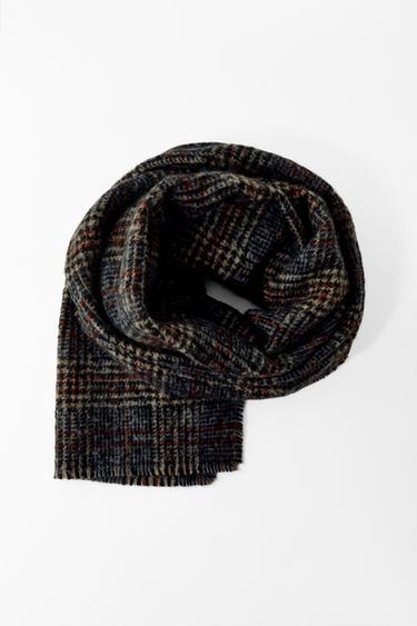 PAÑUELO CUADROS CON LANA - Gris vigoré de Zara