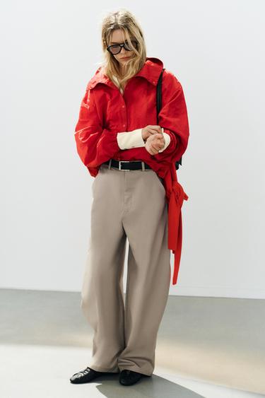 VOLUMINOUS TROUSERS WITH BELT - Brown / Taupe by Zara - Image 0