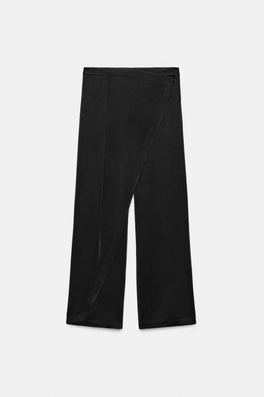 ZW COLLECTION LIMITED EDITION SATIN PAREO TROUSERS - Black by Zara