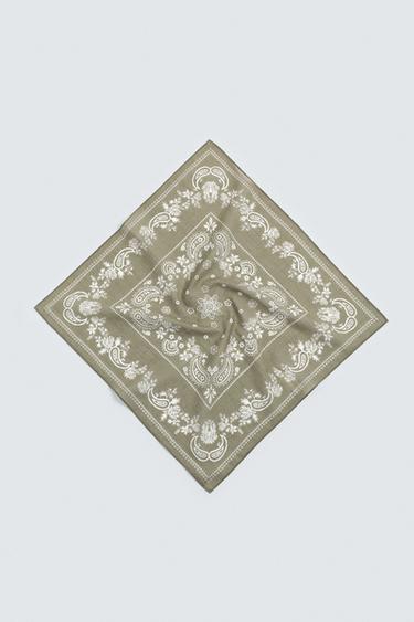 БАНДАНА С ПРИНТОМ ПЕЙСЛИ — ЗЕЛЕНЫЙ / СЕРЫЙ от Zara