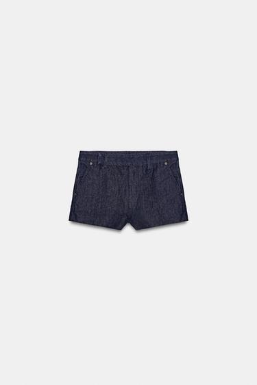 TRF MID-WAIST DENIM SHORTS - Dark indigo by Zara - Image 4