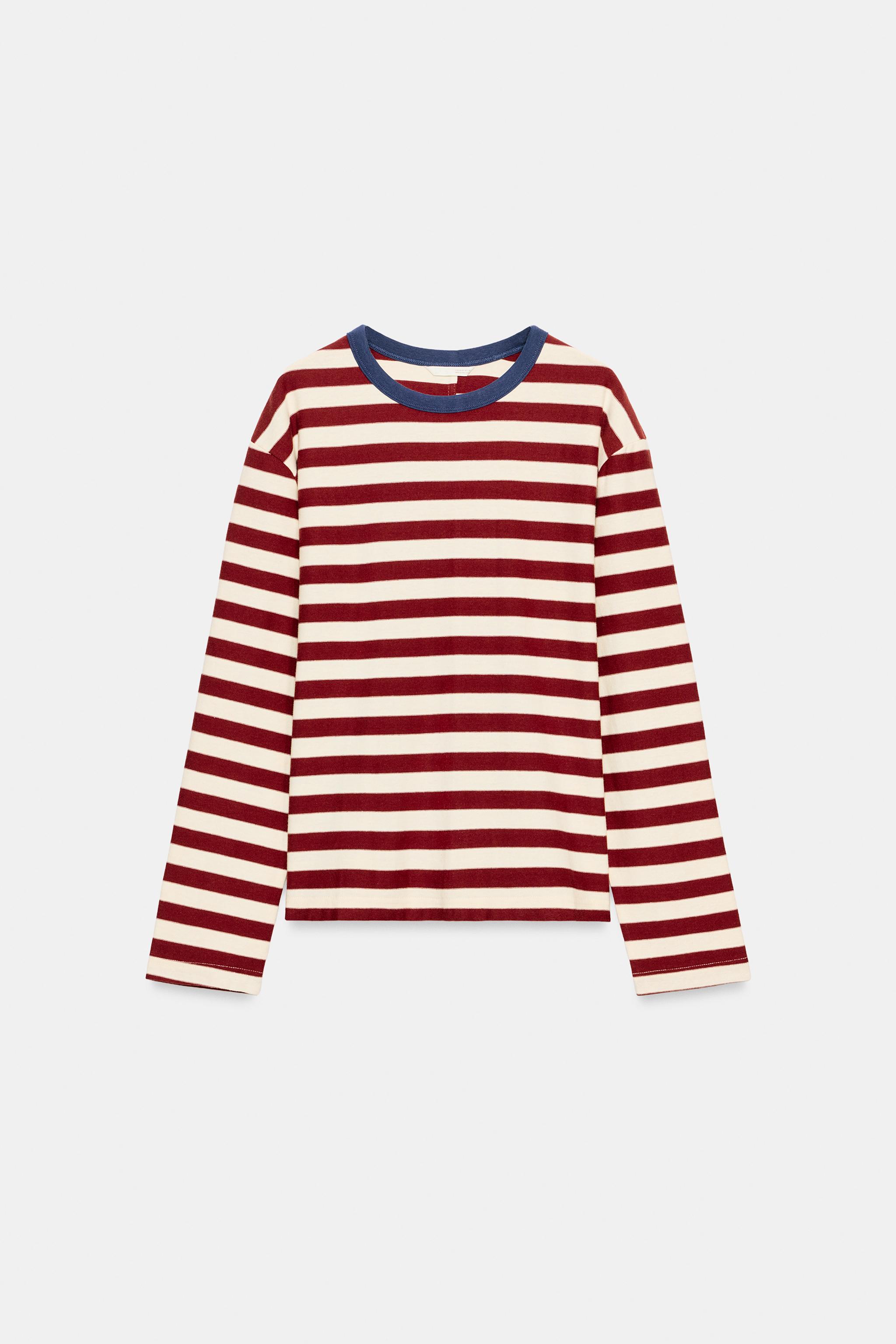 Zara GENİŞ ÇİZGİLİ T-SHIRT görsel 7