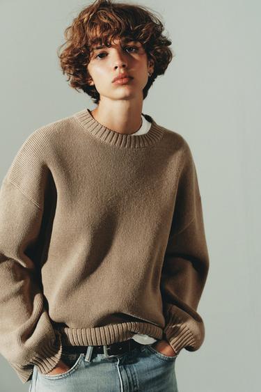 OVERSIZED KNIT SWEATER - Light beige by Zara - Image 3