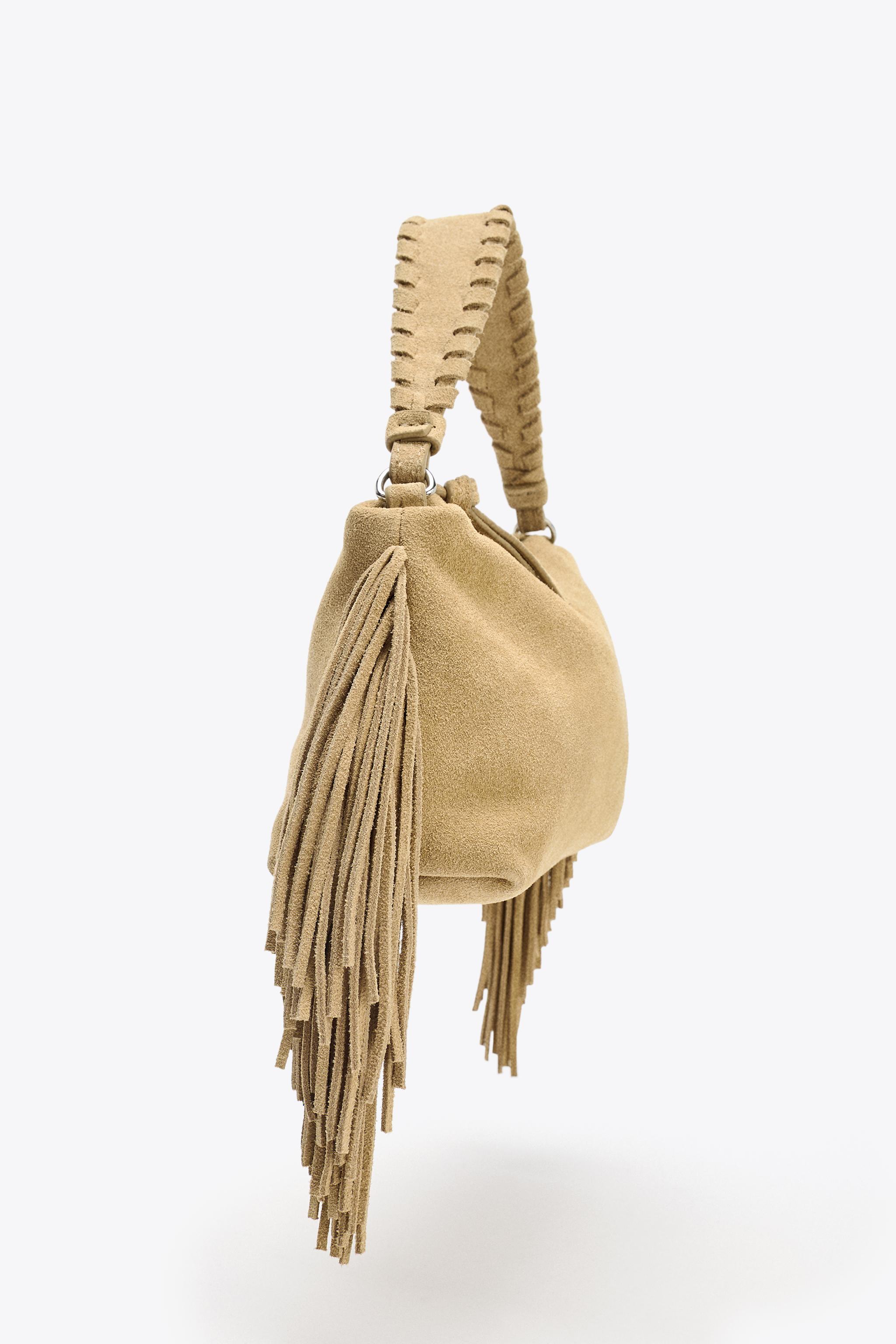 MINI SAC À FRANGES EN CUIR VELOURS