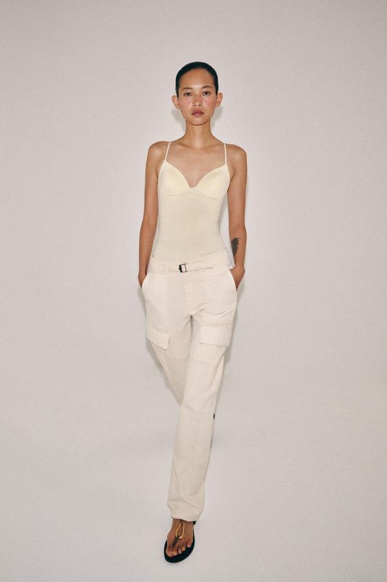 TOP MEZCLA POLIAMIDA - Mantequilla de Zara - Imagen 0