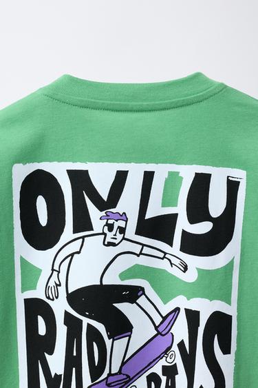 SKATER PRINT T-SHIRT - Green by Zara - Image 3