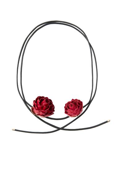 FINE LEATHER ROSE NECKLACE