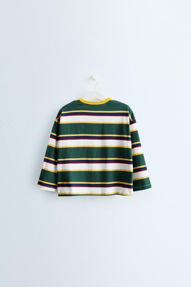 ZARA TIMELESS - STRIPED PRINT T-SHIRT — Black / Green 2
