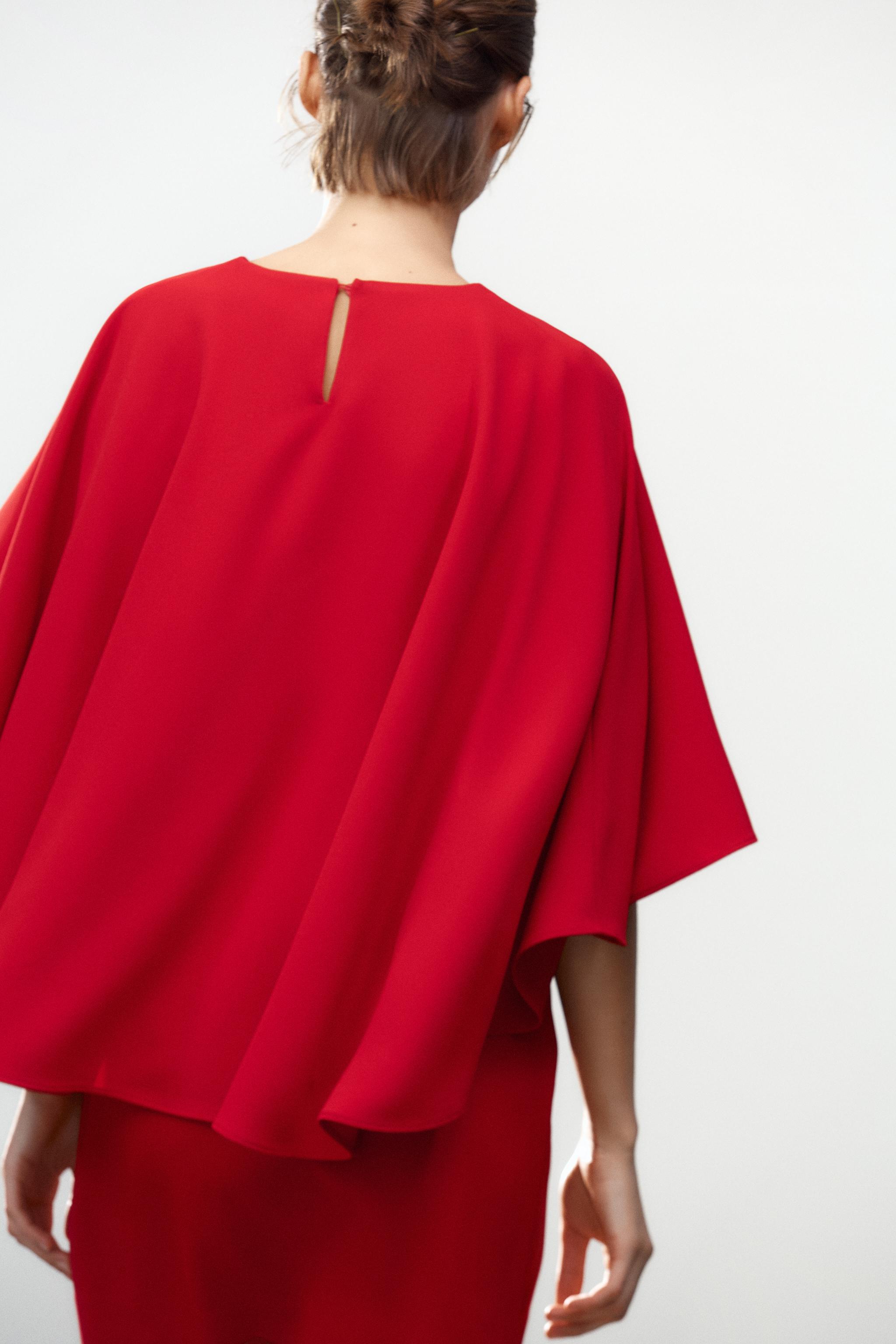 【ZARA】ZWコレクション ケープショートワンピース 2731/057/600 ZWコレクション ケープショートワンピース - レッド | ZARA