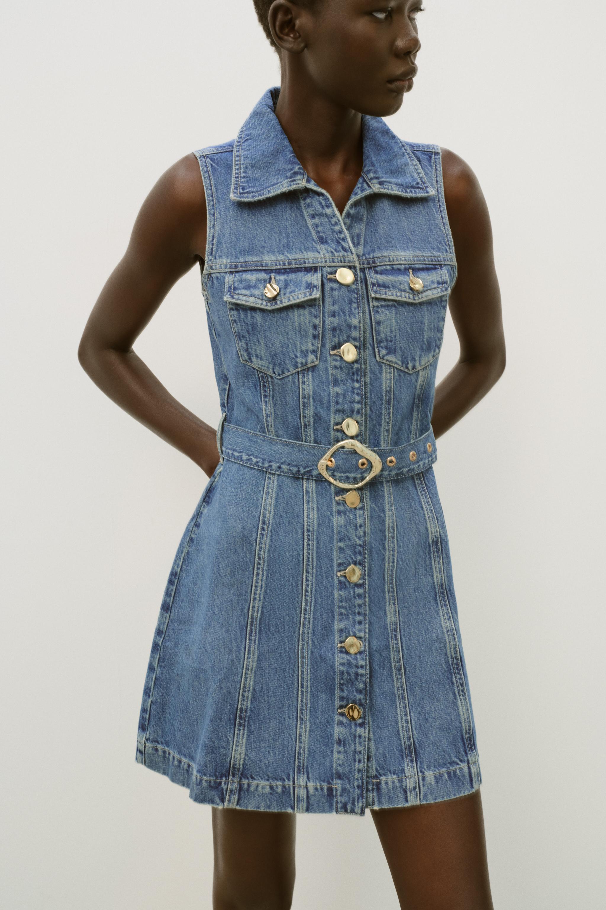 Z1975 SHORT BELTED DENIM DRESS