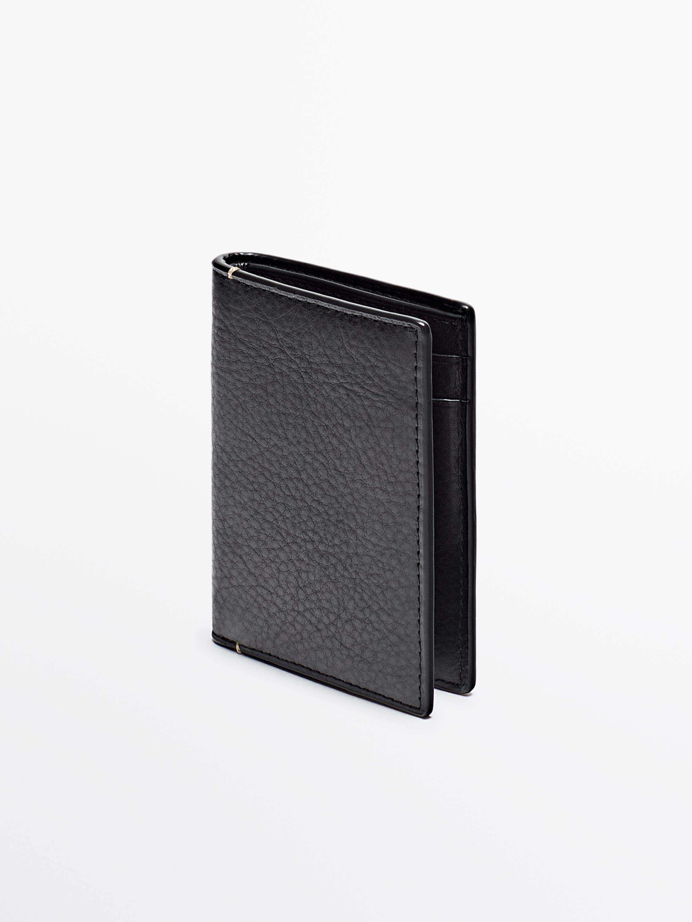 Vertical leather wallet - Black | ZARA Canada