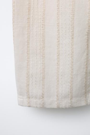 PANTALON DROIT À RAYURES TEXTURÉES - Écru de Zara - Image 3