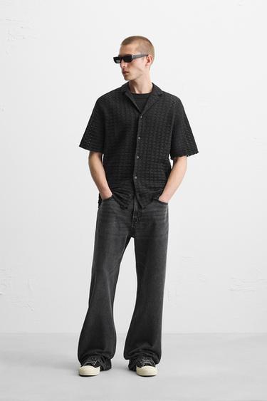 CAMISA PUNTO ESTRUTURA - Negro de Zara - Imaxe 0