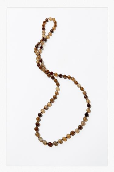 STONE BEAD NECKLACE - Brown by Zara