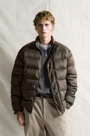 Jacke 80 % Daunen – 20 % Federn, wasserabweisend - Schwarz / Braun von Zara