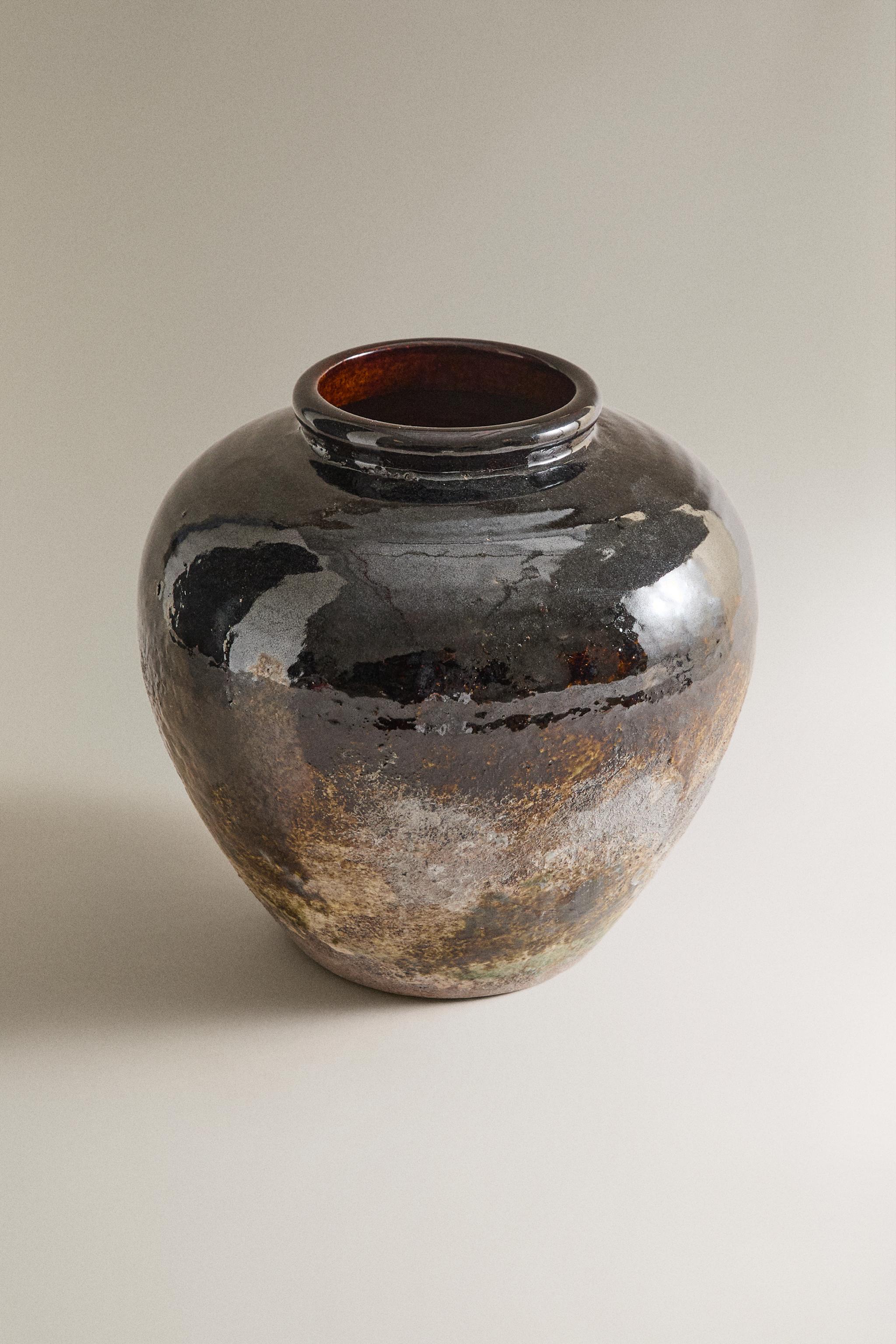 ENAMELLED STONEWARE VASE