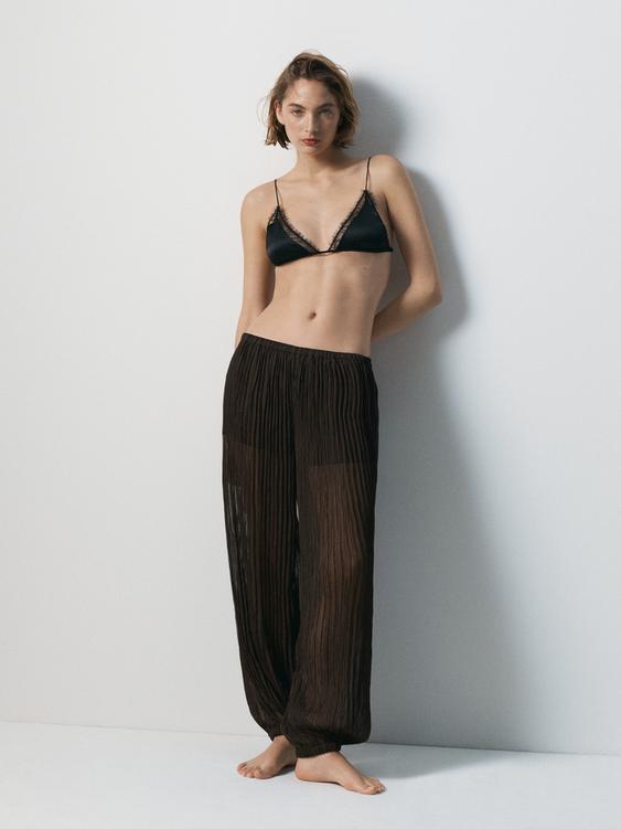 Sarouel trousers with pleated detail from Zara - $160