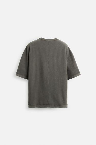 WASHED TEXTURED KNIT T-SHIRT - Grey by Zara