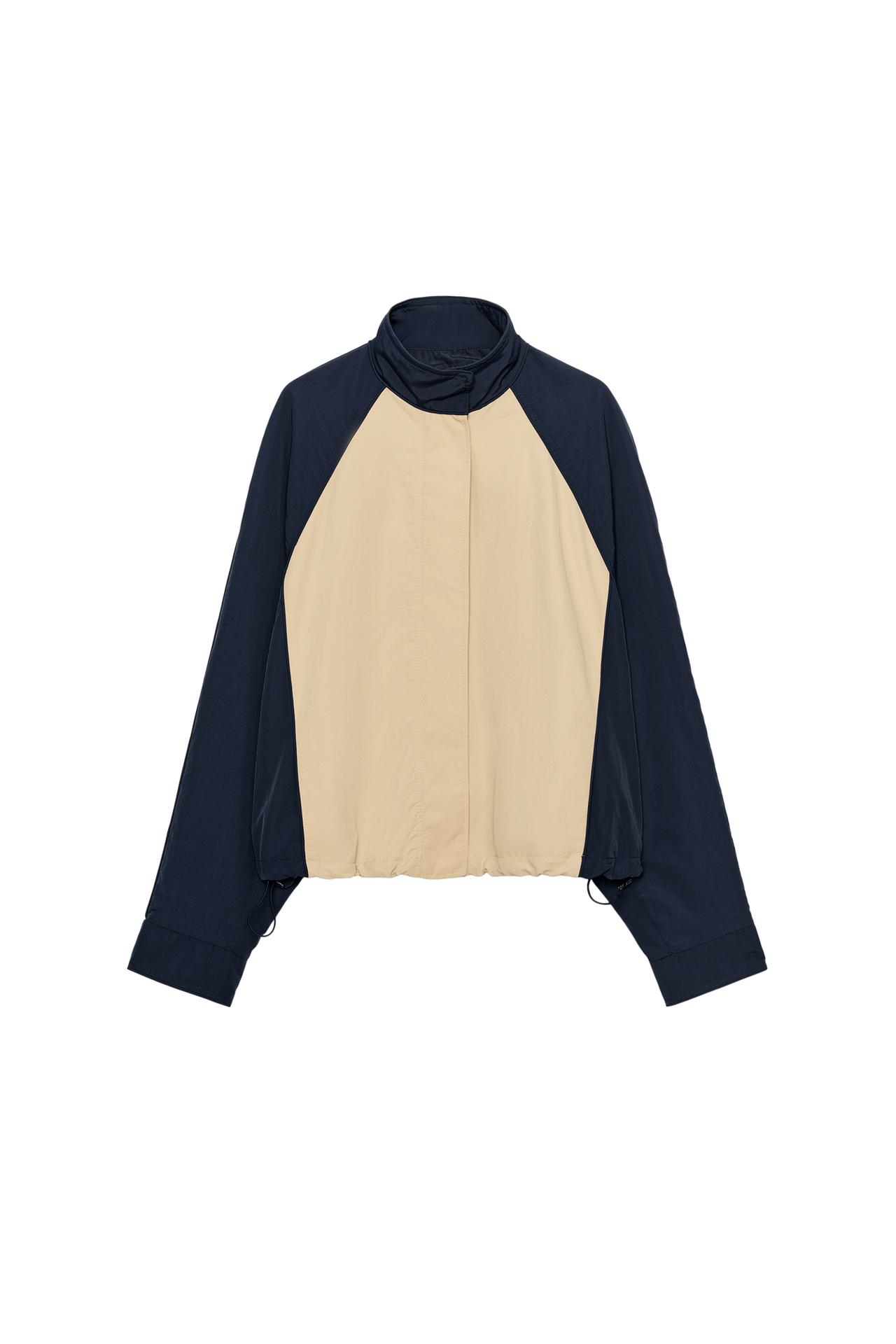 TECHNICAL FABRIC COMBINED JACKET — Beige / Navy