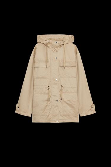 HOODED MULTI-POCKET JACKET - camel by Zara - Image 0