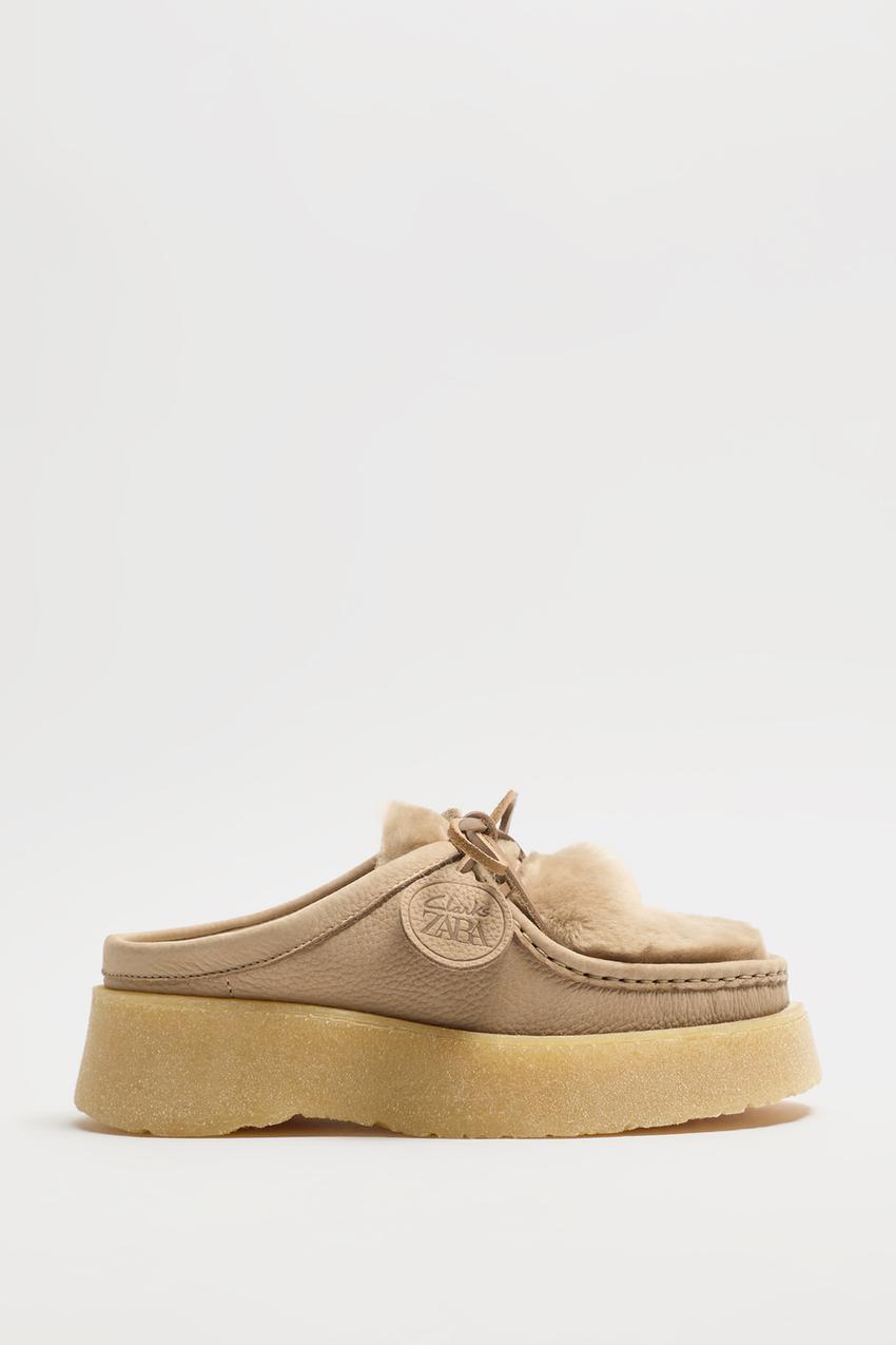 OPEN BACK LEATHER SHOES CLARKS® x ZARA - Sandy Brown